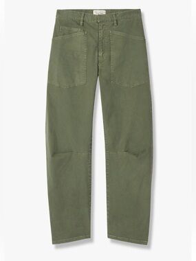 Nili Lotan Shon Cotton Twill Barrel Leg Pants Olive Green Size 2